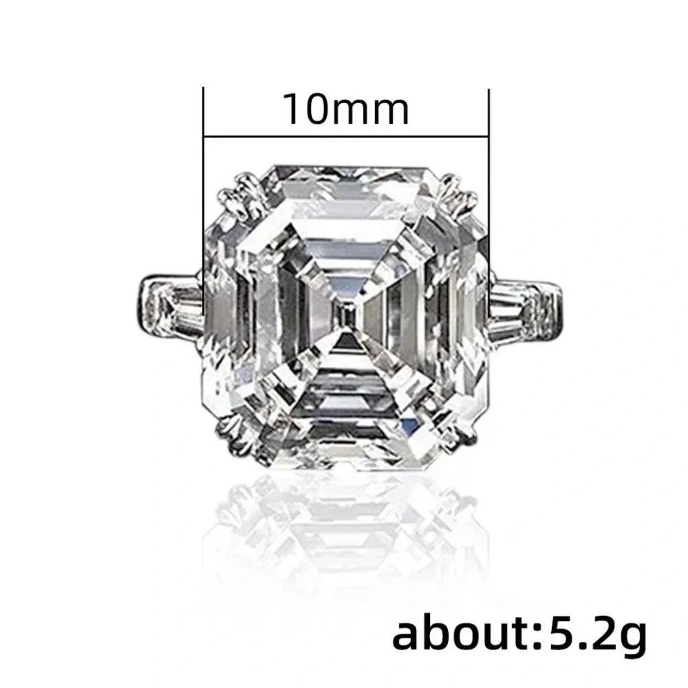 5.62ct Three Stones Setting Asscher Cut Created White Sapphire
